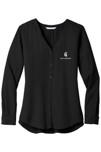 Port Authority Ladies Long Sleeve Button-Front Blouse